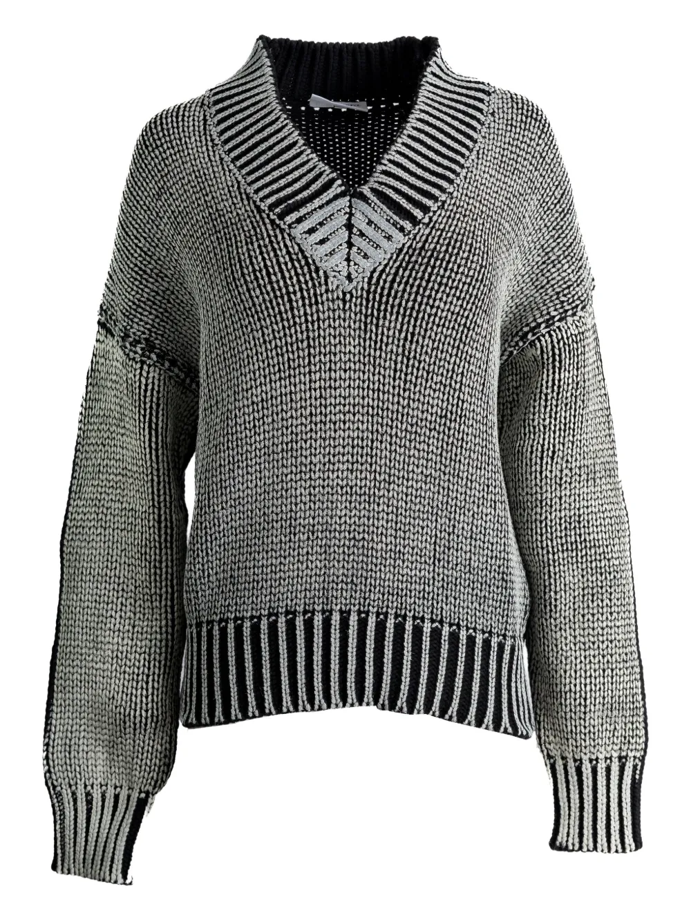 

Свитер в рубчик с V-образным вырезом Vaquera, черный