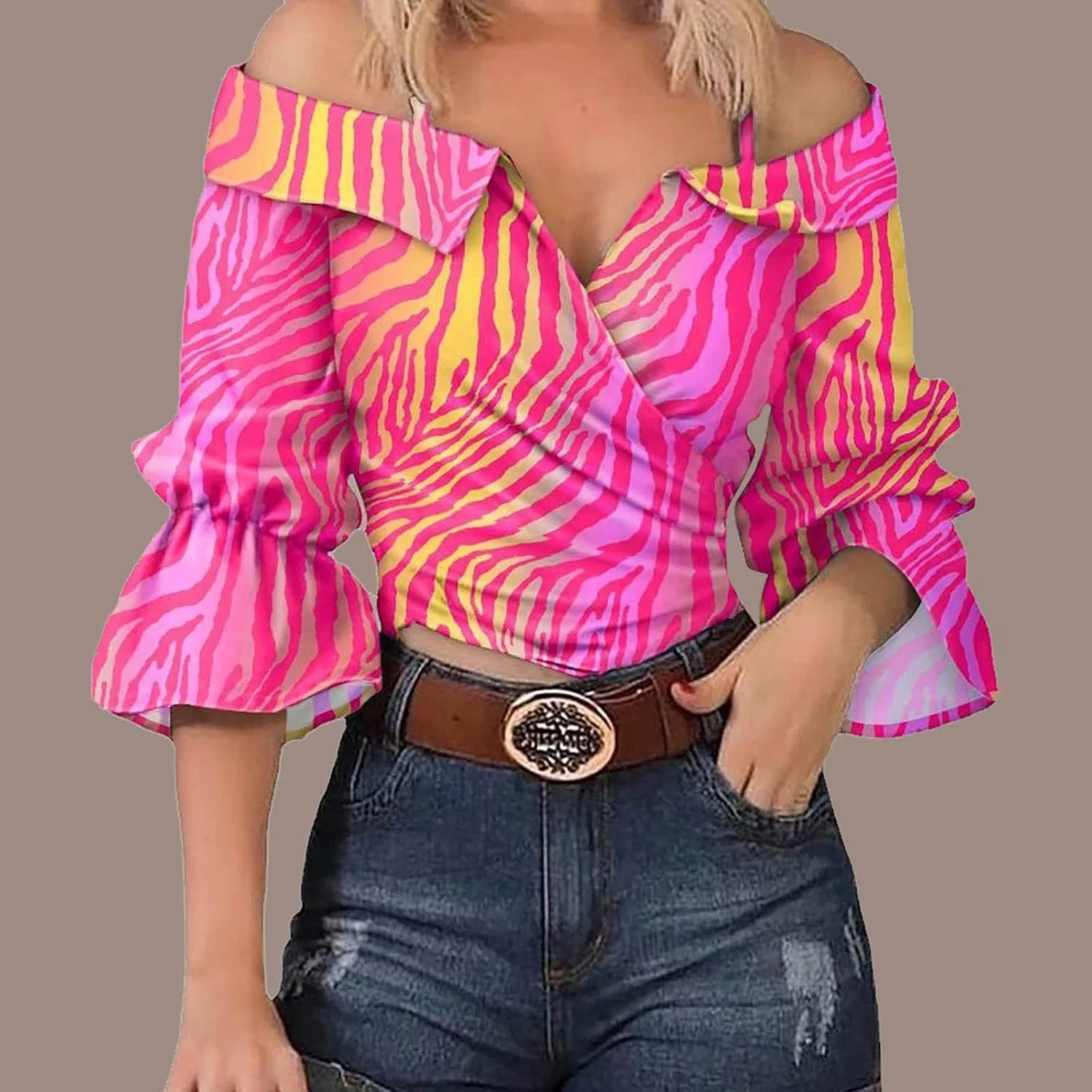 Блуза с одним плечом, принтованная Ladies Birthday Blouse, розовый — фото 2