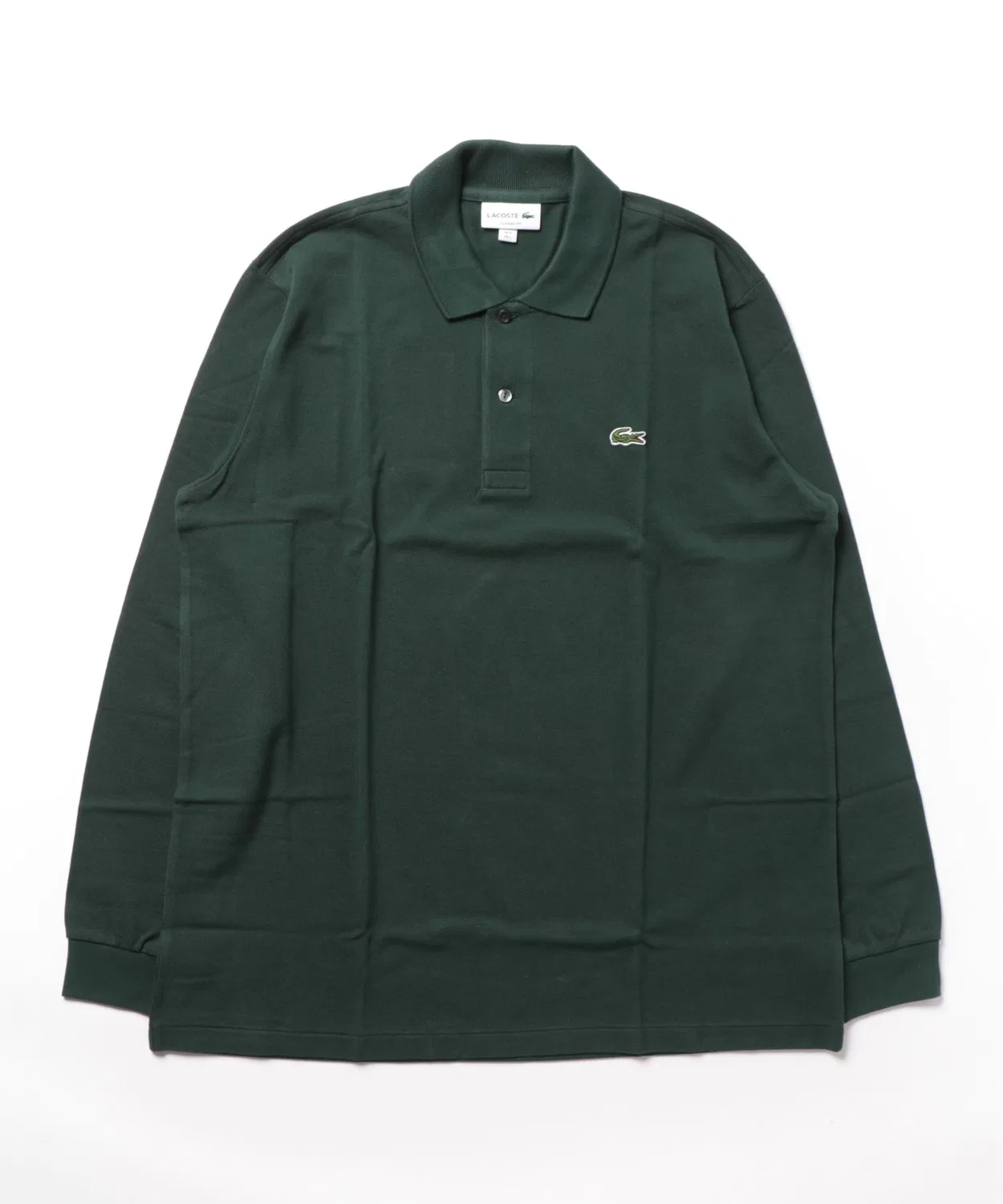 Поло Lacoste Classic Fit длинный рукав, хлопок 100%, тёмно-зелёный