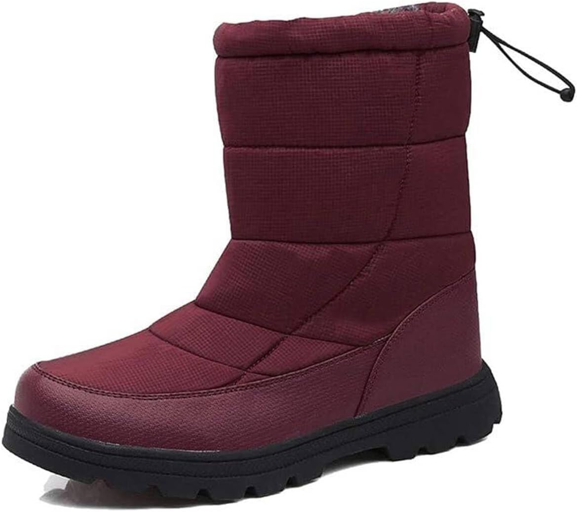 

Мужские и женские зимние ботинки Yiozoi, можно носить зимой, высокие наружные ботинки с плюшевой теплой подкладкой, шнуровка, повседневные прогулочные ботинки с противоскользящей подошвой, красный