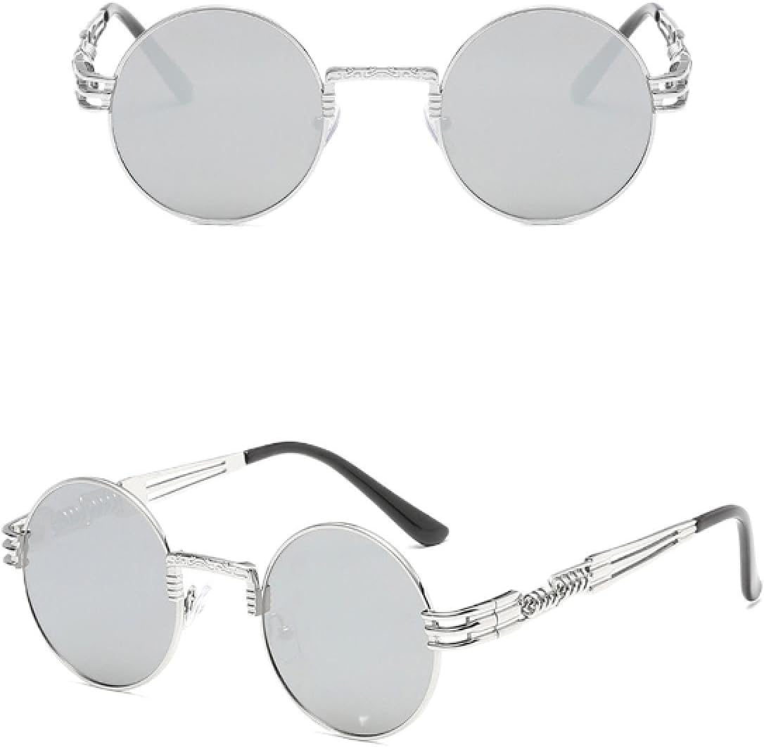 

Солнцезащитные очки с защитой от УФ-излучения UV400 | Круглые зеркальные линзы, металлический панк | Для женщин и мужчин, для занятий спортом на открытом воздухе и вождения DSVIGF, 04-silversilver