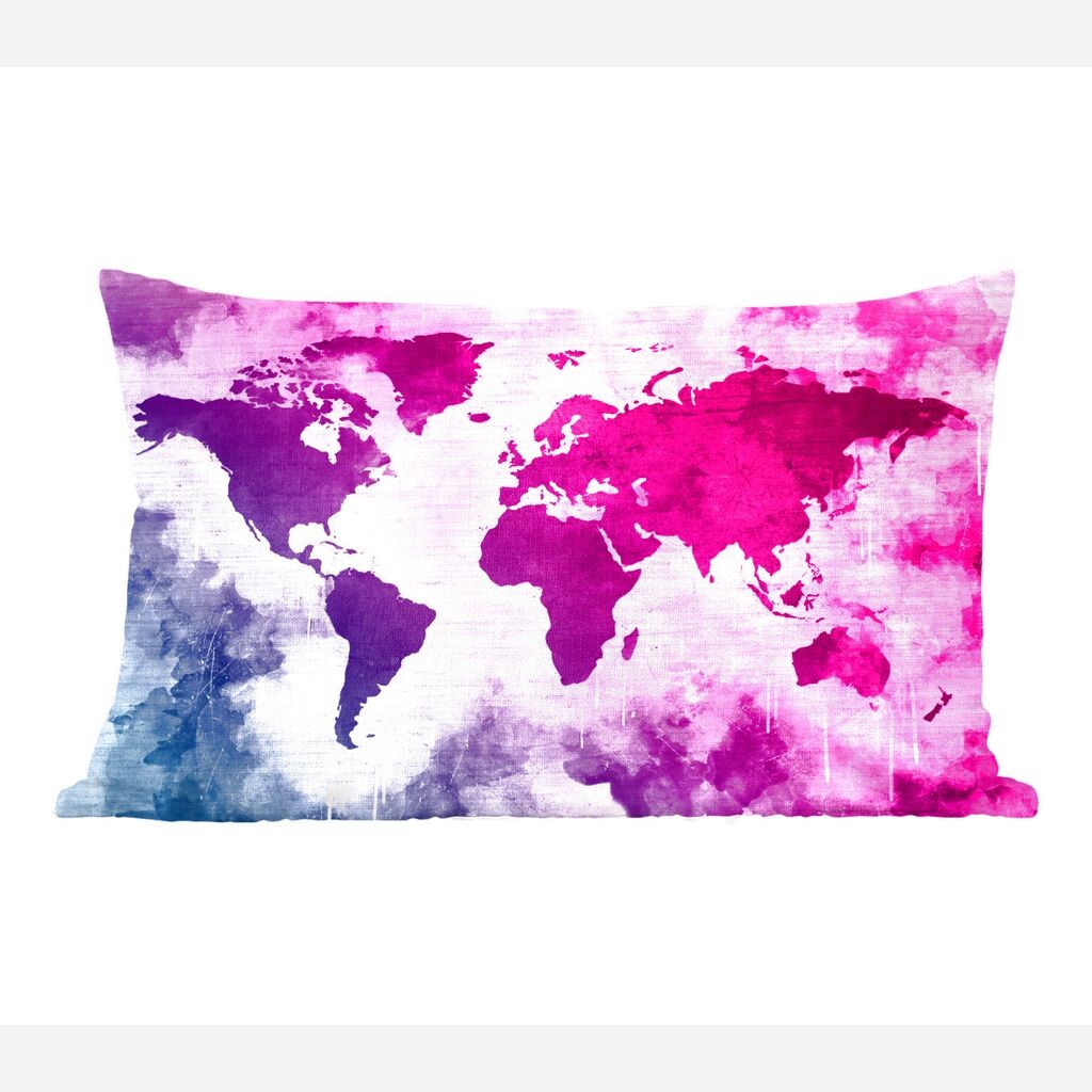 

MuchoWow декоративная подушка диванная подушка для гостиной декоративная подушка 50x30 см карта мира - синий - розовый - чехлы на диванные подушки - без наполнителя