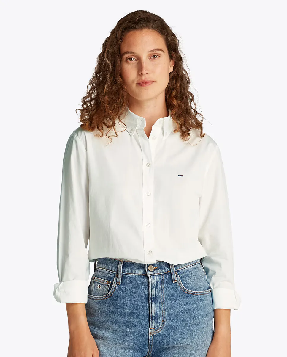 

Женская поплиновая рубашка с полосатым узором Tommy Jeans, белый