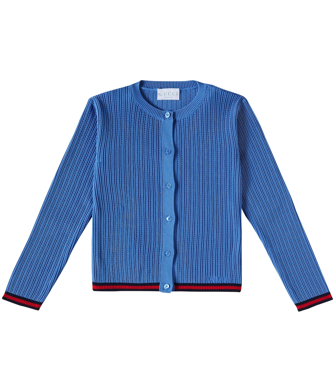 

Вязаный кардиган с полосой Web Stripe Gucci Kids, Avio/Blue/Red/Mix