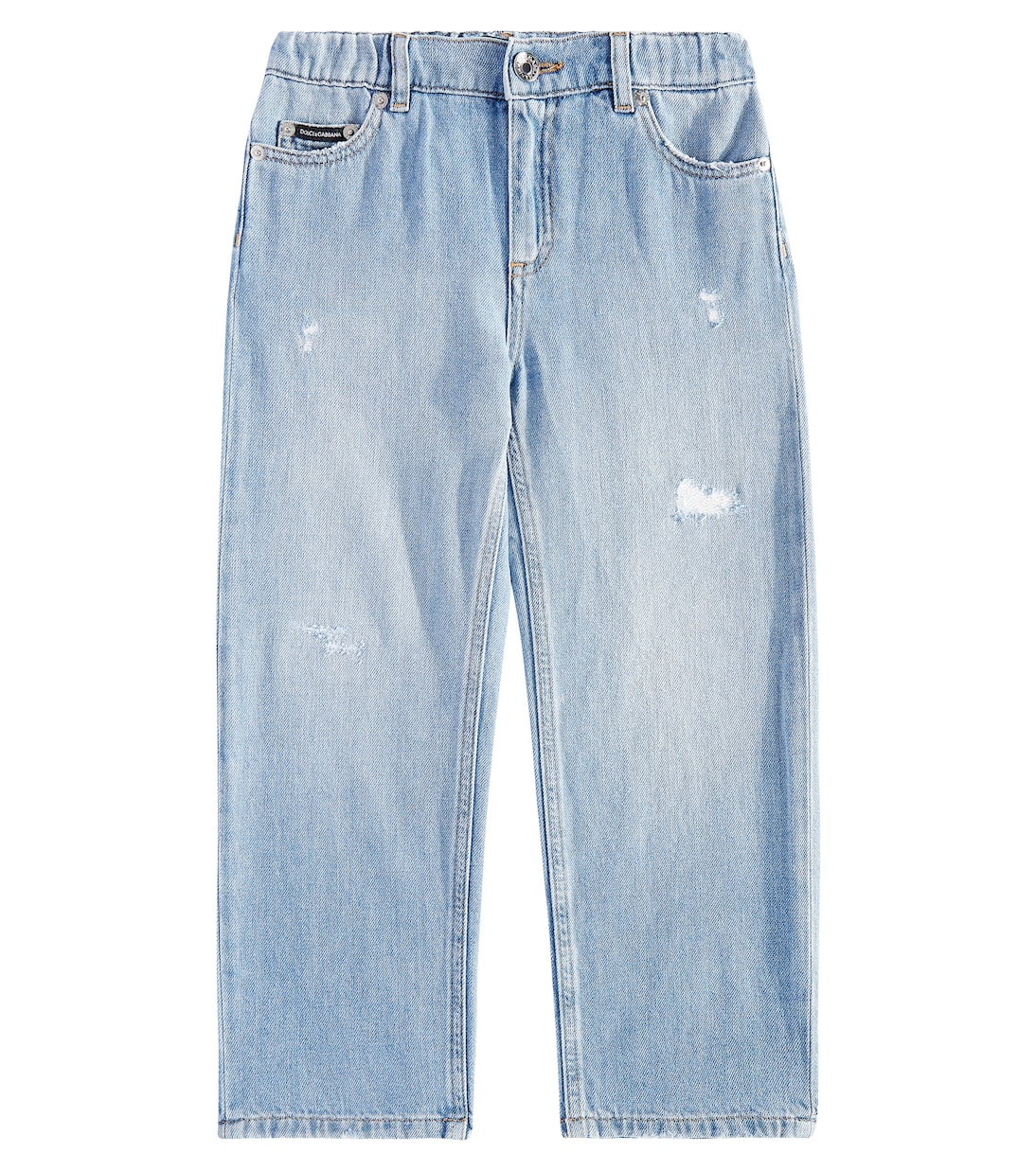 

Прямые джинсы с логотипом и потертостями Dolce&Gabbana Kids, Variante Arbinata