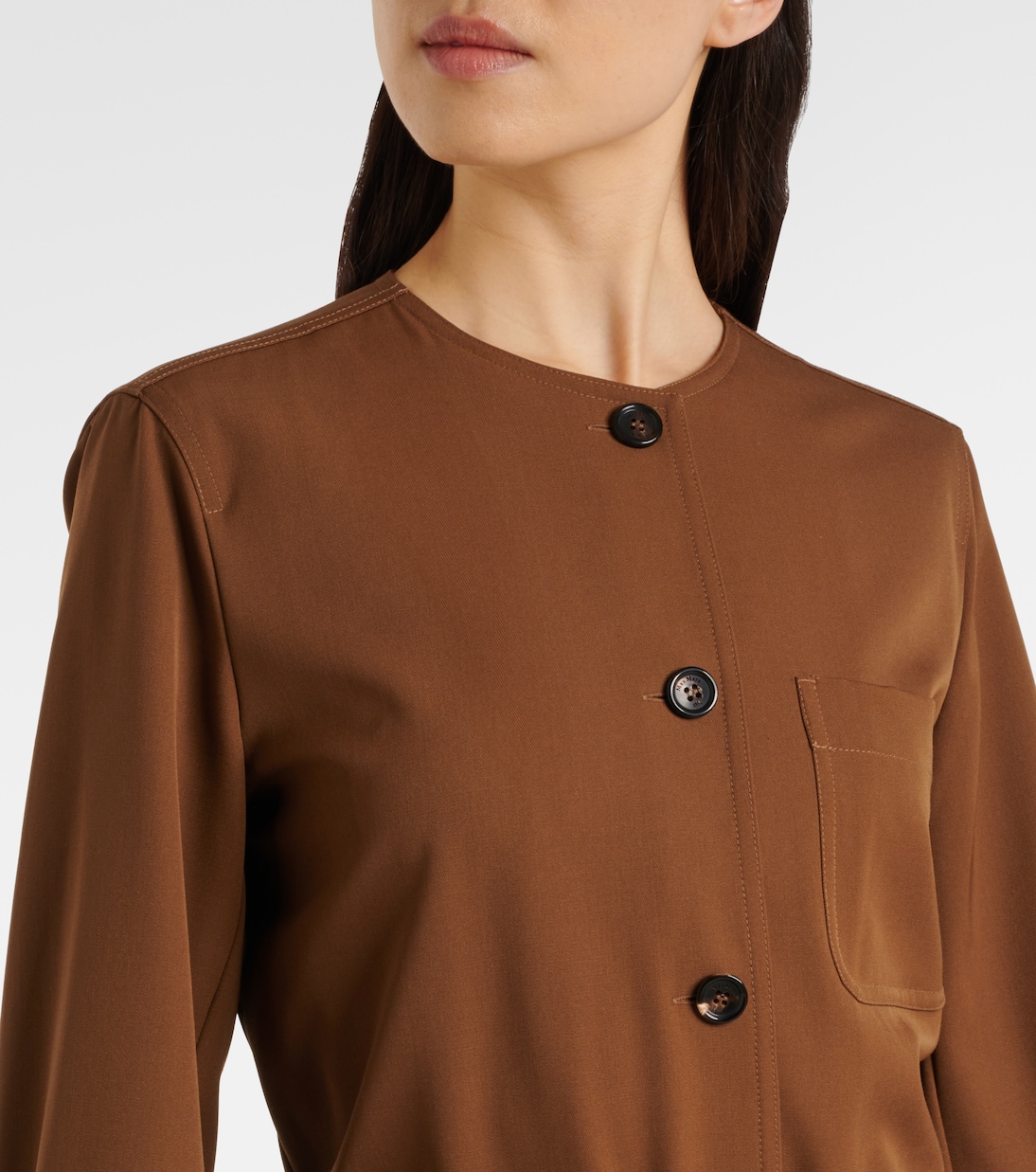 Комбинезон из шерстяного габардина с поясом в штате Мэн Max Mara, Cuoio — фото 4