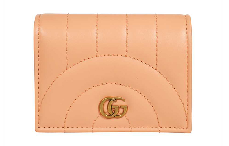 

GUCCI Женская кожаная визитница Marmont персикового цвета