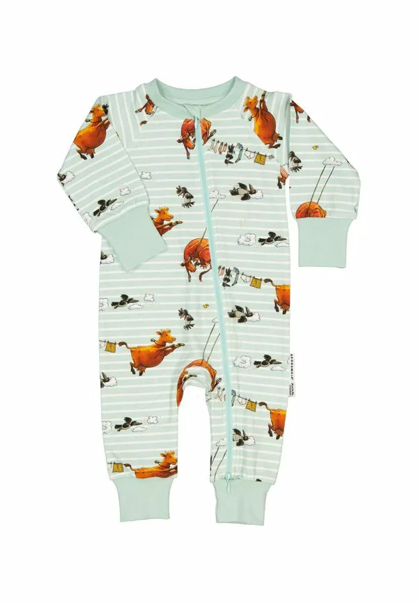 Спальный комбинезон mamma mu с двухсторонней молнией Geggamoja, Mint Stripe