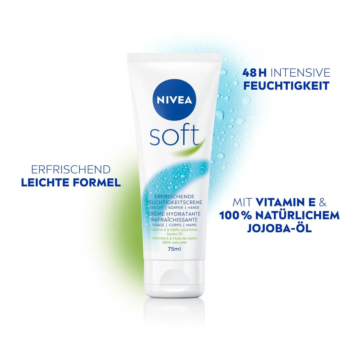 Освежающий увлажняющий крем NIVEA Soft с витамином Е, 75 мл (5 шт.) Nivea