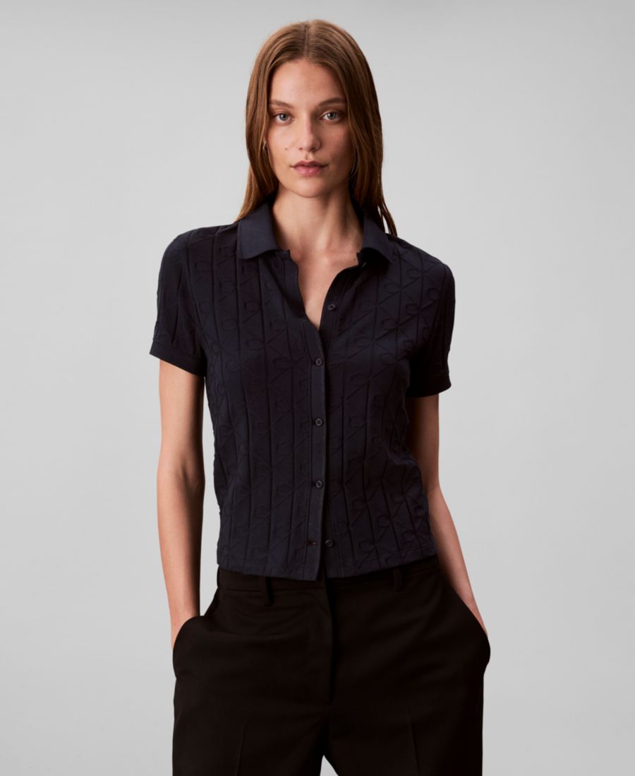 

Женская поло-рубашка с жаккардовым логотипом Monogram Calvin Klein Jeans, Dark Sapphire