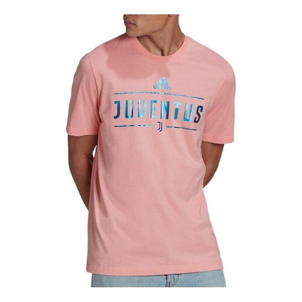 

Футболка Men's adidas Juventus Alphabet Printing Casual Short Sleeve Pink T-Shirt, мультиколор