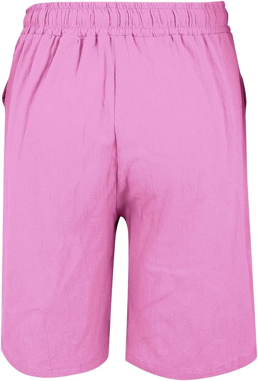 Шорты бермуды женские из льна, Hot Pink — фото 4