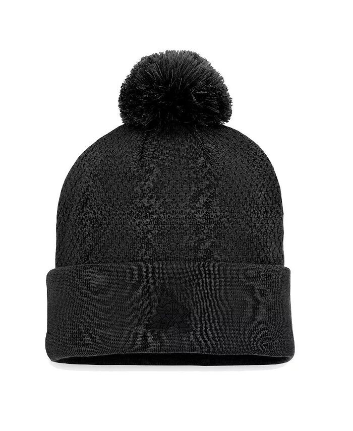 

Черная женская вязаная шапка Arizona Coyotes Authentic Pro Road с манжетами и помпоном Fanatics