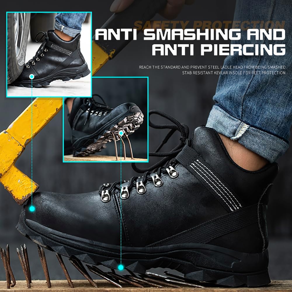 Рабочие ботинки lmprock Unisex Industrial Steel Toe Anti Ppoint, Water Resistant Safety Sheos Constructon Anti Slip Sparks Indestructible Work Boots, черный — фото 2