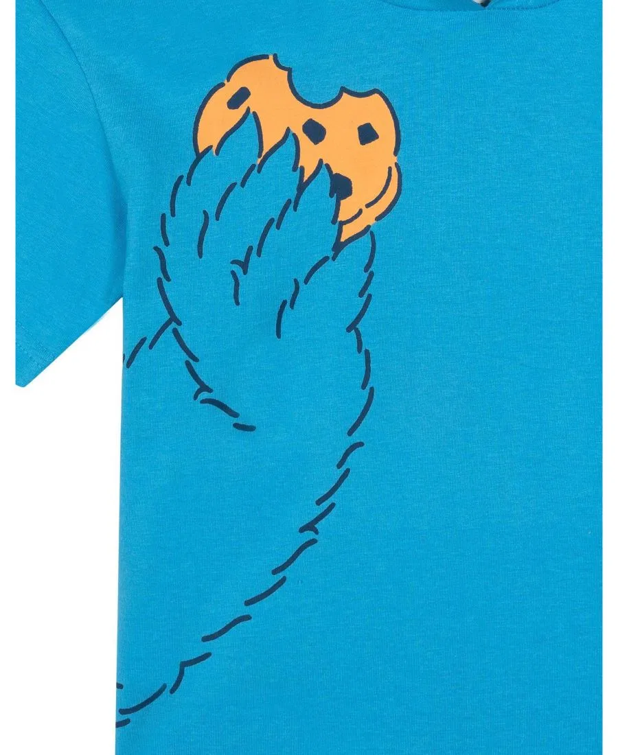 Детская футболка-худи с капюшоном и принтом Cookie Monster Sesame Street, Cookie Monster Blue — фото 3