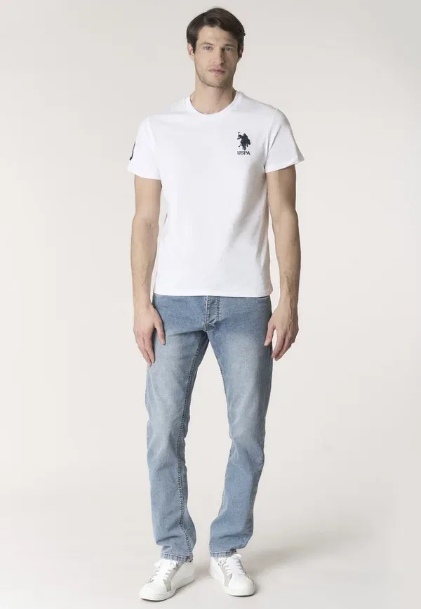 Футболка с вышивкой T-shirt da uomo a maniche corte con logo e numero ricamati U.S. Polo Assn., белый — фото 2