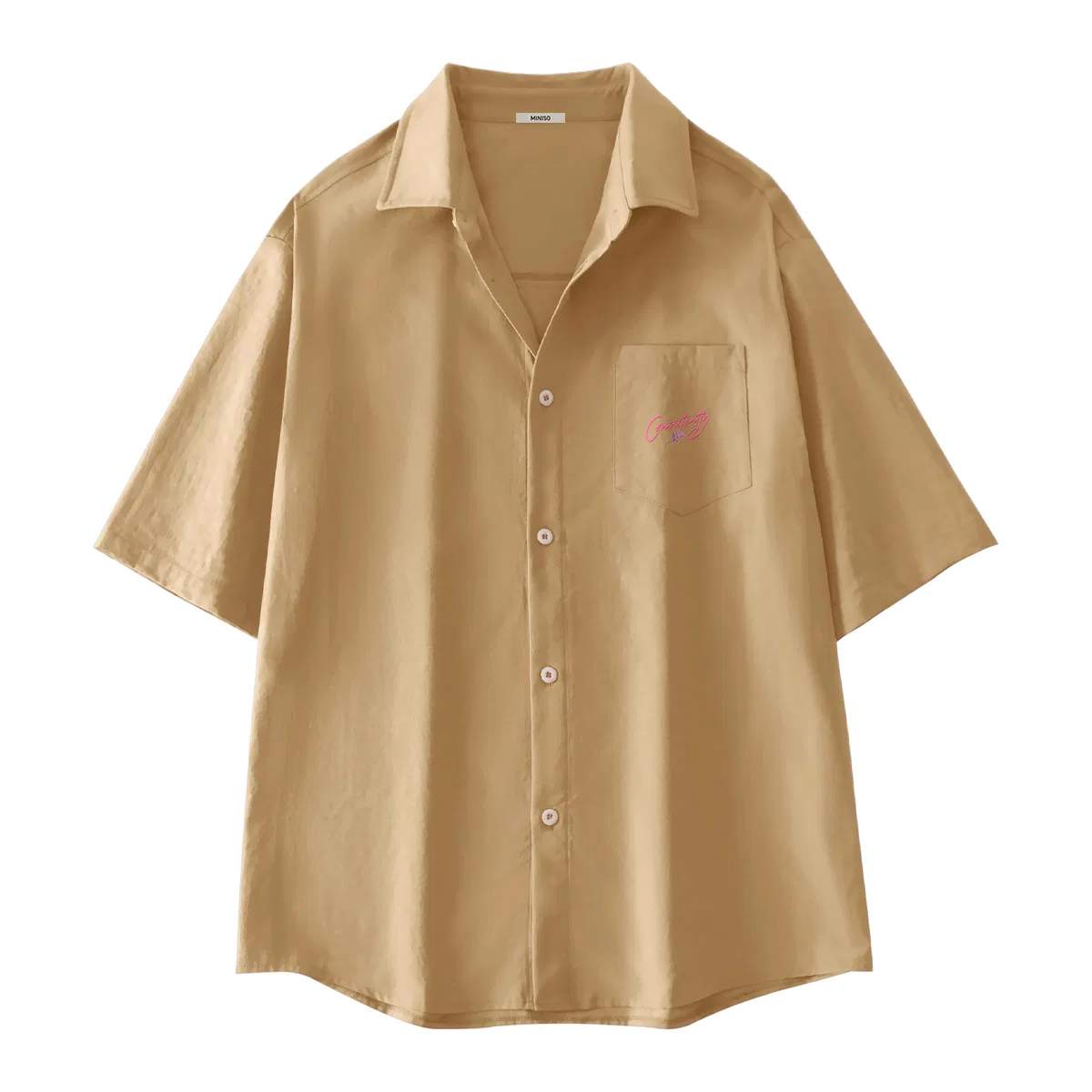 Детская рубашка с воротником MINISO, Khaki (Y Plaid Cross Chest Badge)