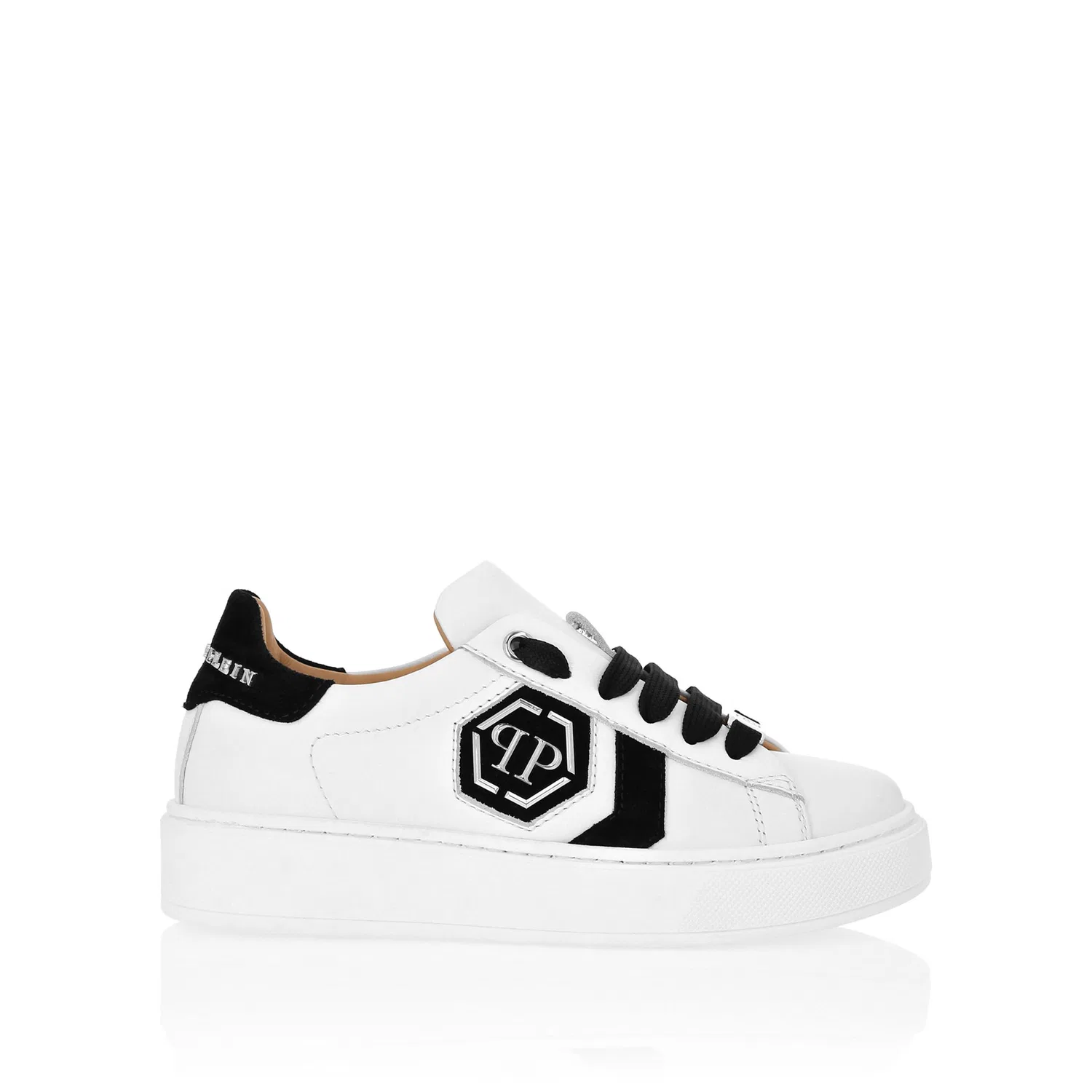 Детские кроссовки из телячьей кожи PHILIPP PLEIN, White/Black — фото 3
