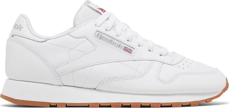 Кроссовки classic leather 'white grey gum' Reebok, белый - фото