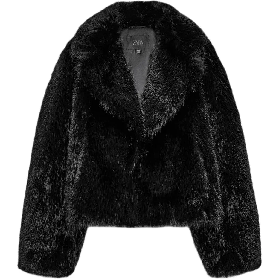 Женская вельветовая куртка с лацканами Black ZARA, Черный