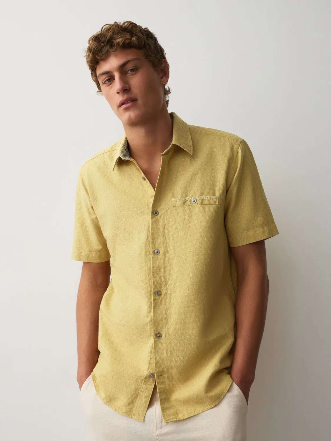 Рубашка Slim Fit Next, Ochre Yellow — фото 2