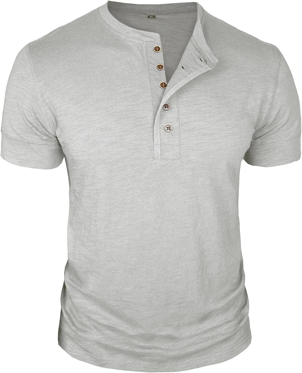 Мужская хлопковая футболка с коротким рукавом Henley, Grey