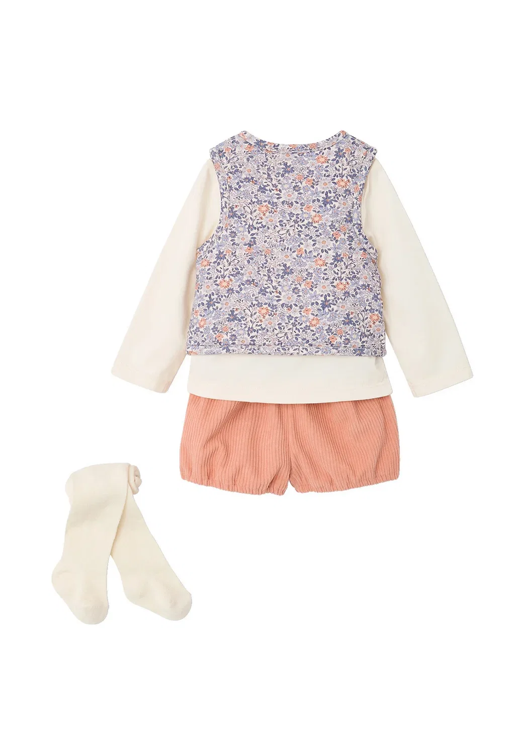 Baby-Set aus weste, рубашка, шорты и чулки - топ с длинными рукавами Vertbaudet, Aprikose — фото 2