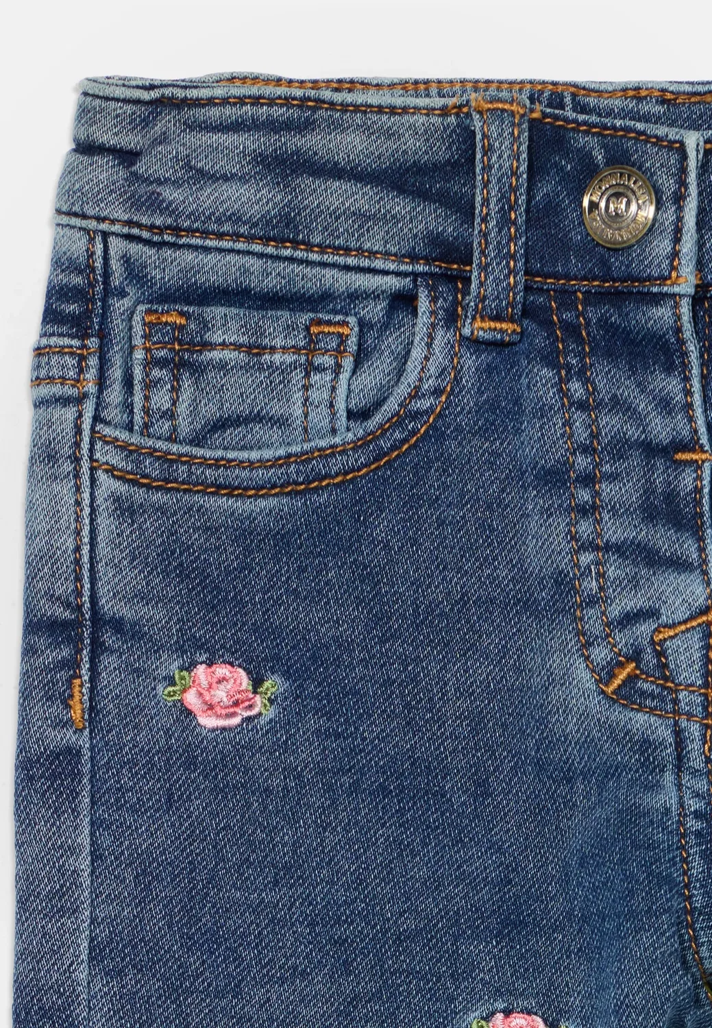 Рикамо - джинсовые шорты Monnalisa, Blu Stone Denim — фото 4