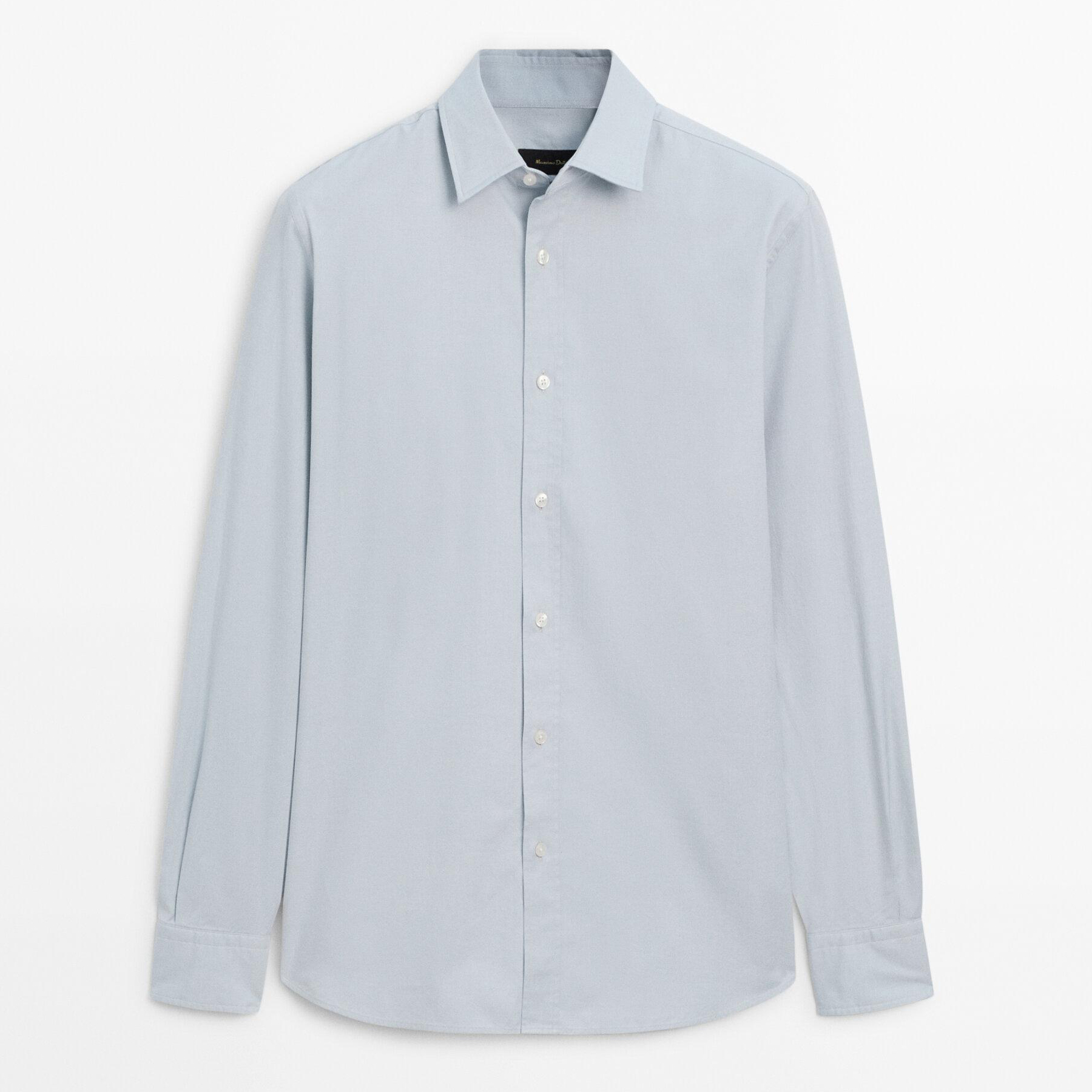 

Рубашка Massimo Dutti Regular fit dyed twill, голубой