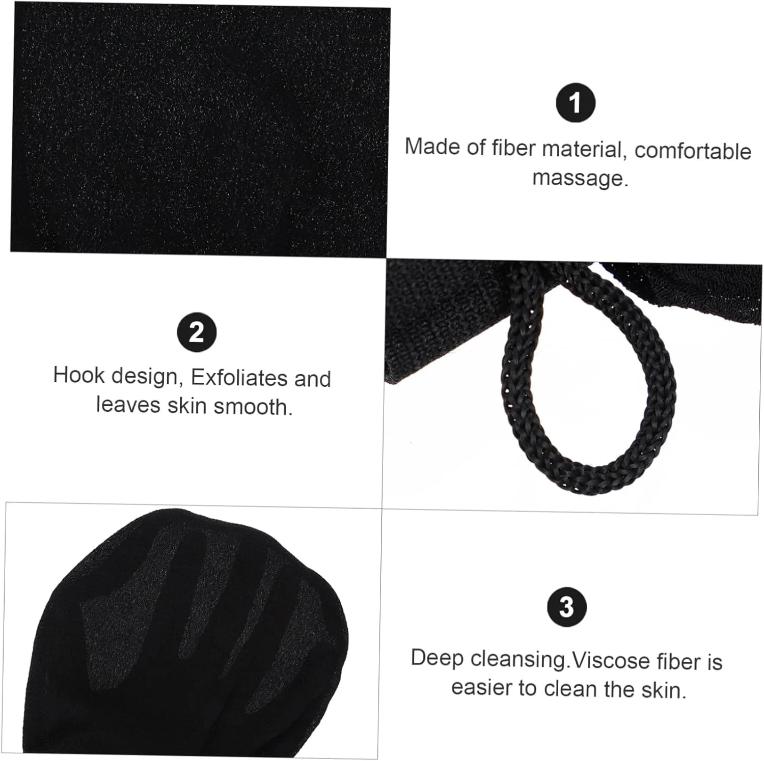 Эксфолирующие перчатки для душа, Beatifufu, 1 пара, 33 г, Black — фото 4