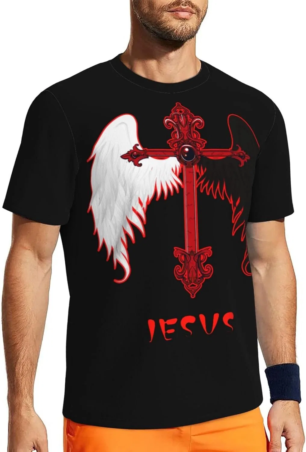 Мужская спортивная футболка из сетки с принтом Religious Christian Faith Jesus, Religious Christian Faith Jesus6 — фото 4
