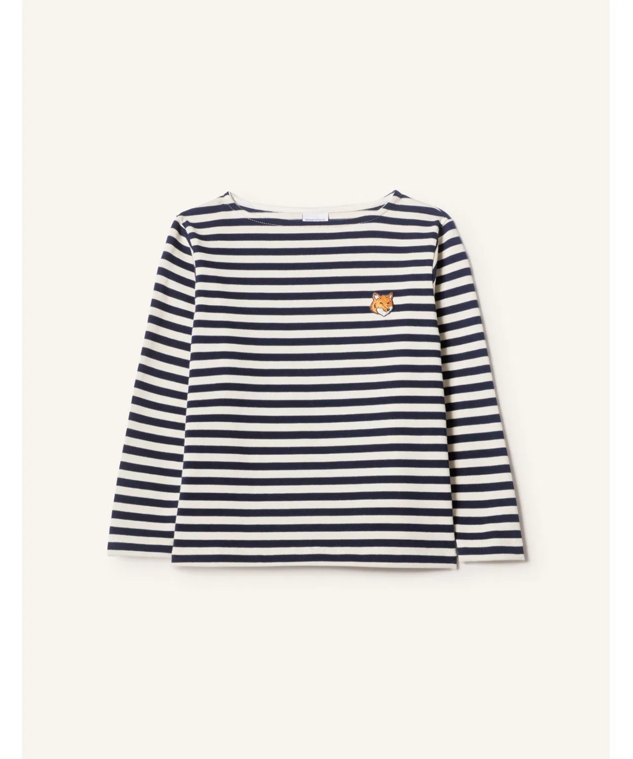Детская футболка с длинным рукавомс принтом FOX HEAD KID LONG SLEEVES NAVY TEE Maison Kitsune, White/Navy — фото 2