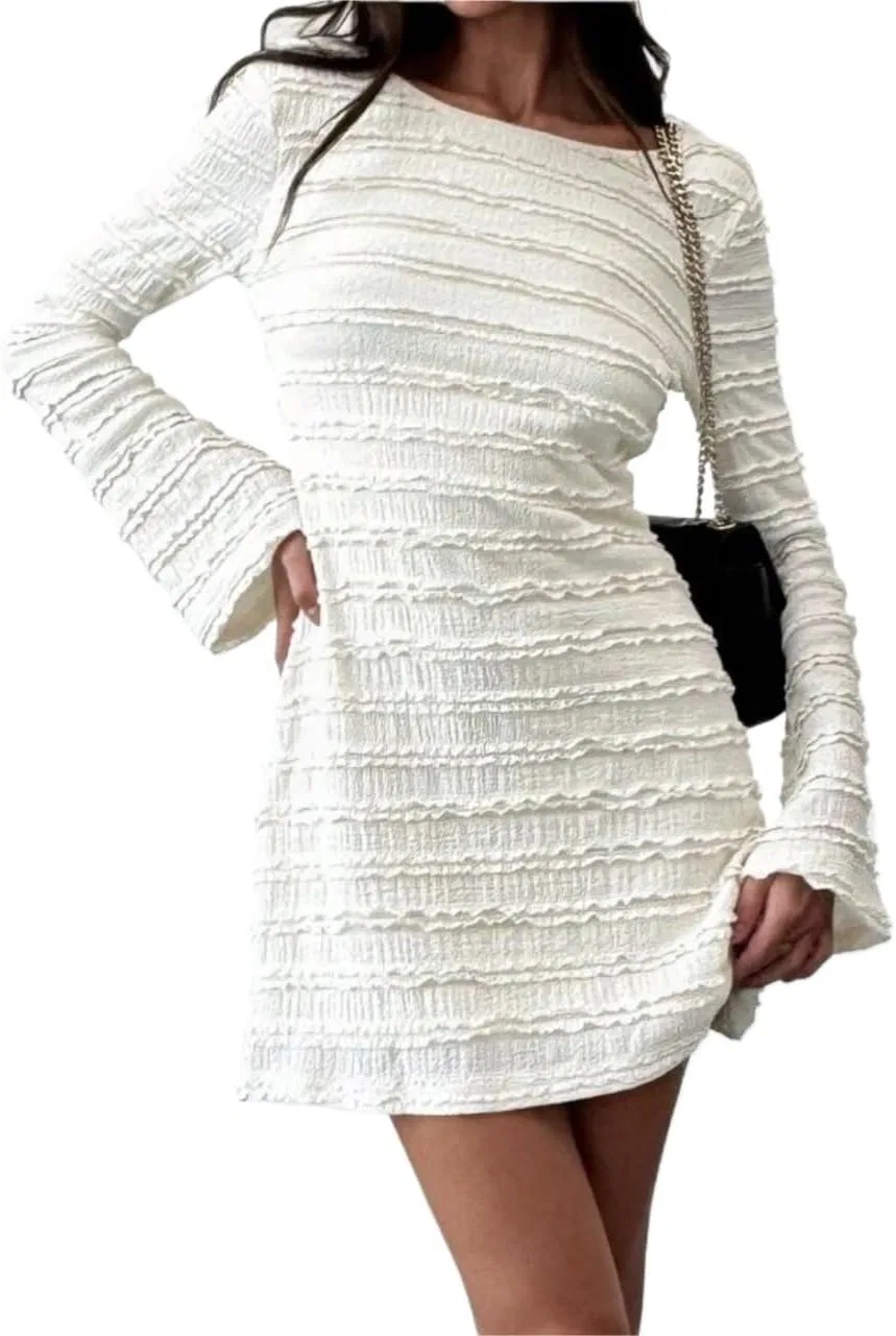 Женское платье мини с открытой спиной Knitted Fabric, Apricot