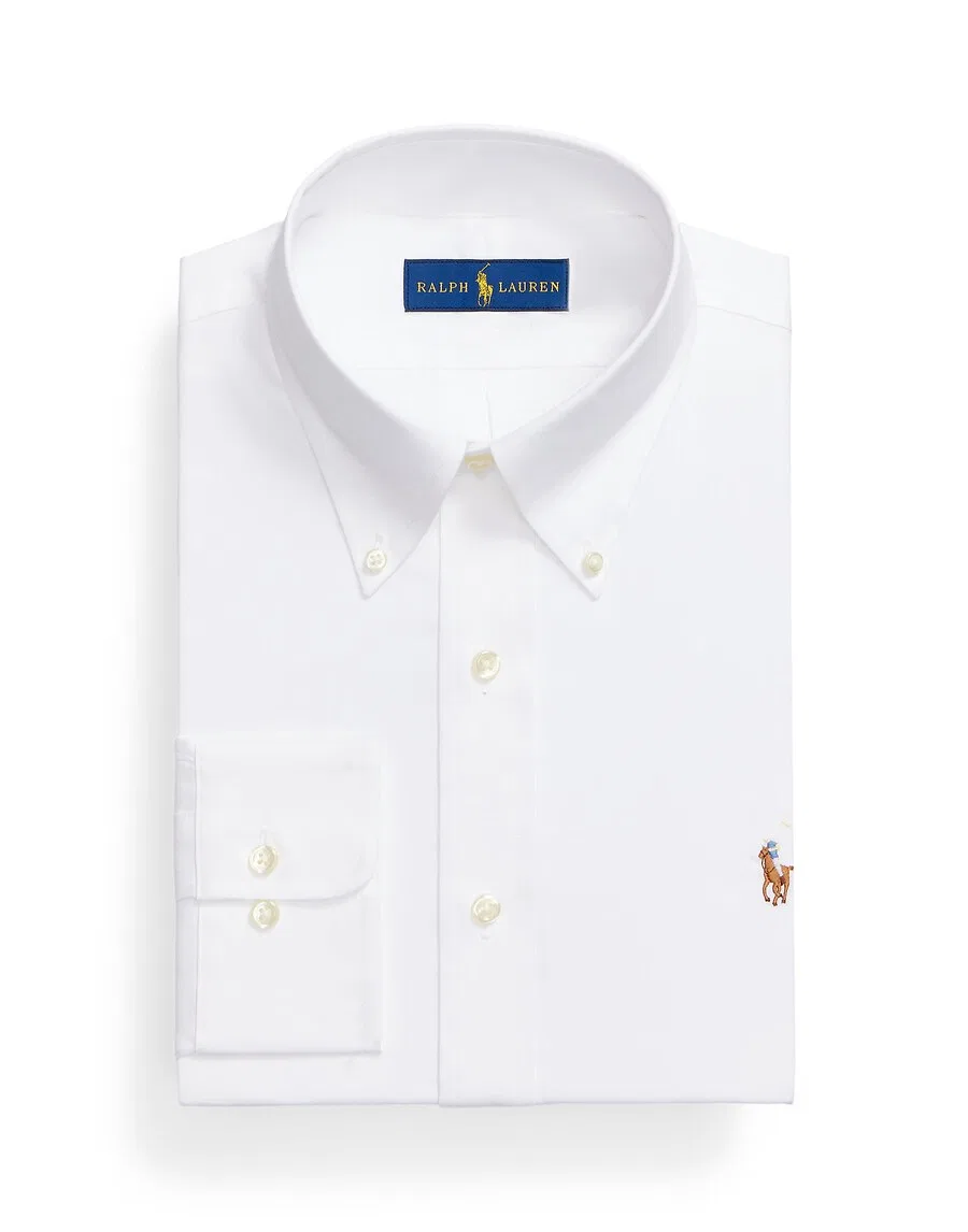 Рубашка Polo Ralph Lauren прямого кроя на пуговицах, белая — фото 2