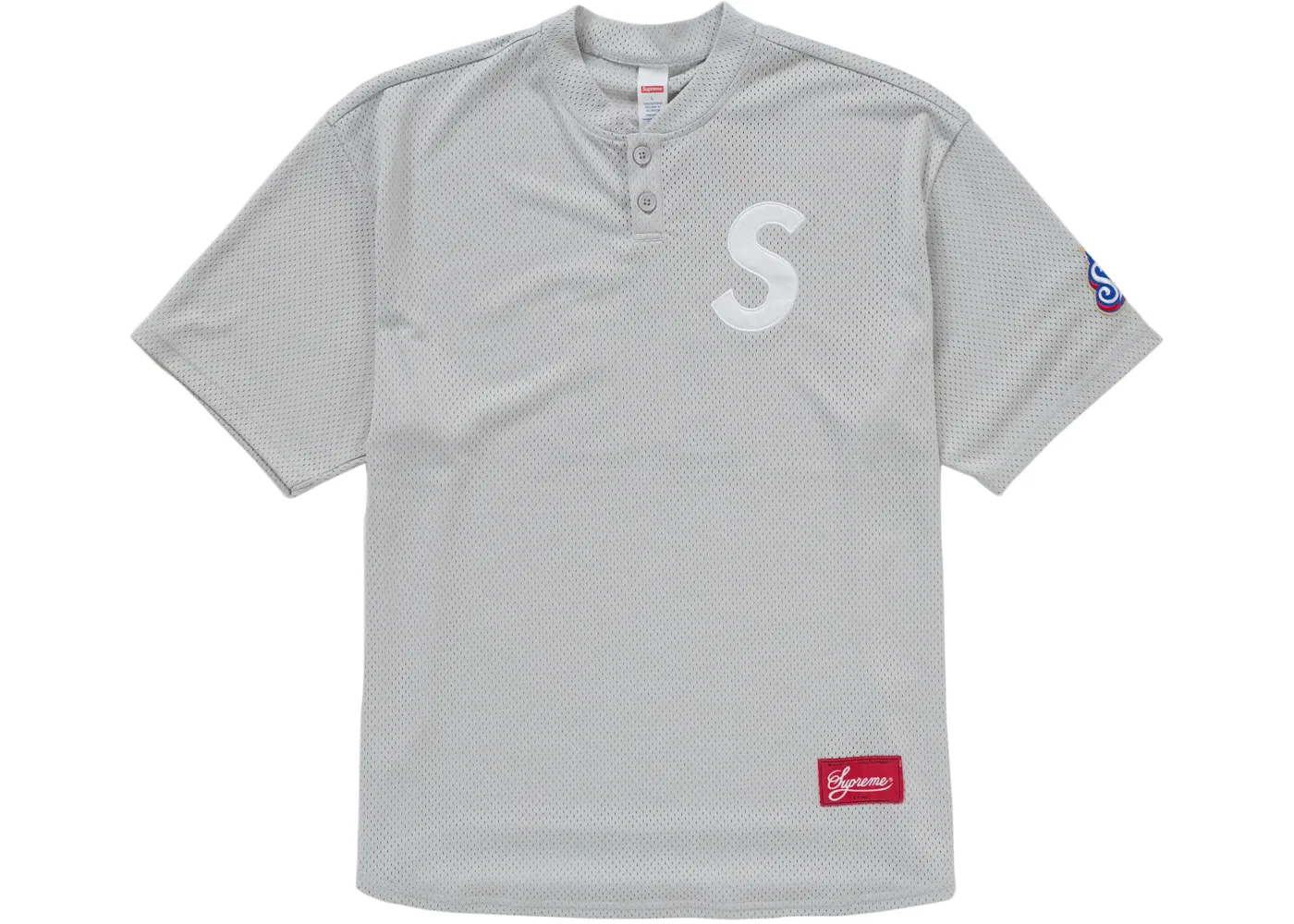 Мужская футболка-поло с длинным рукавом Supreme S Logo Baseball Henley, Grey