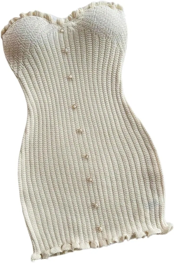 Женское облегающее мини-платье без рукавов с рюшами, Beige