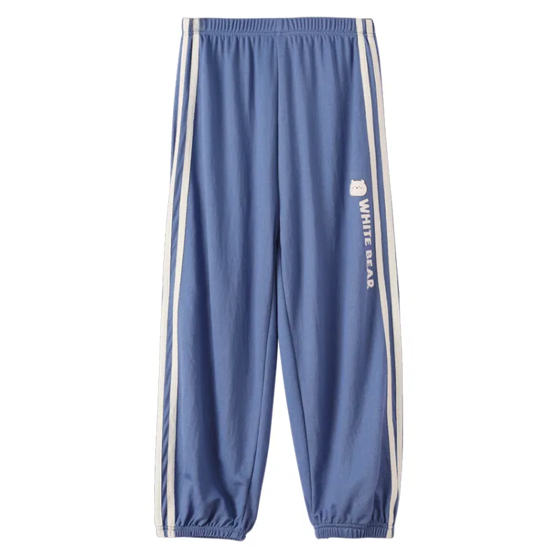 Детские спортивные штаны с принтом Red bean Red bean letter print side stripe straight leg casual pants, Black — фото 3