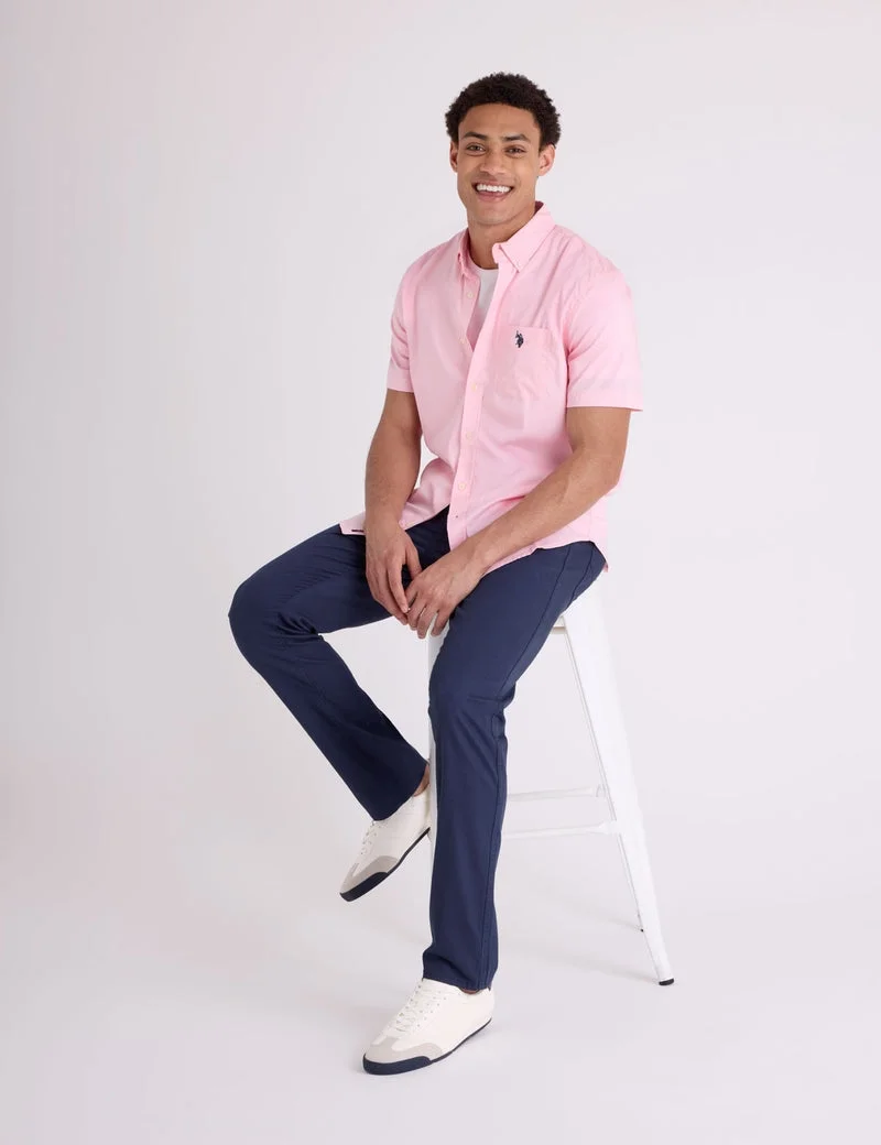 Мужская рубашка U.S. Polo Assn. Short Sleeve Stretch Poplin, розовый — фото 3