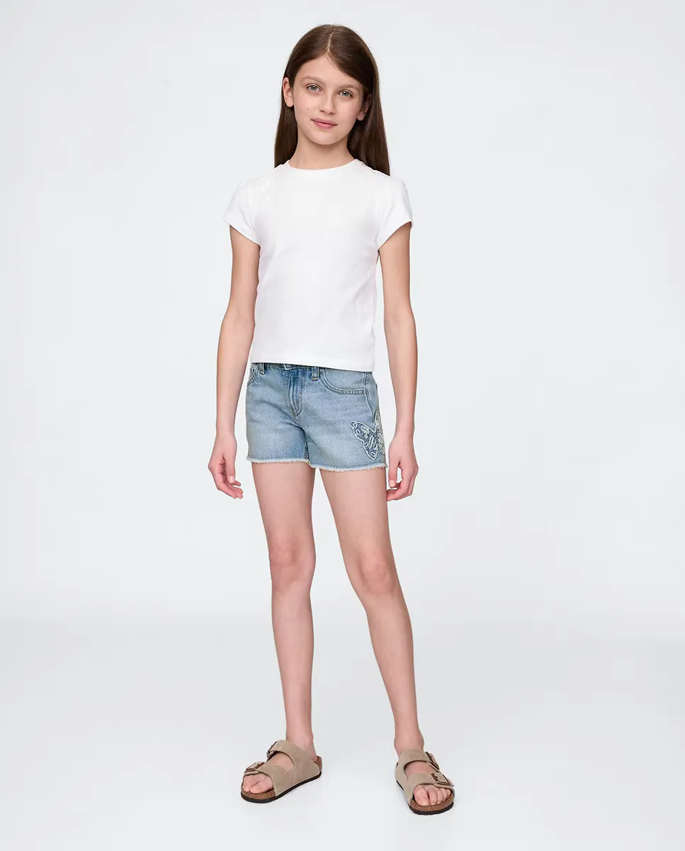 

Джинсовые шорты с низкой посадкой для девочек Gap, светло-голубой