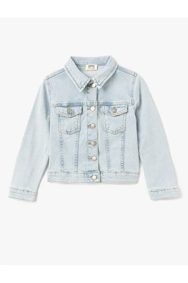 Детская джинсовая куртка для девочек с длинным рукавом Koton, Light Blue