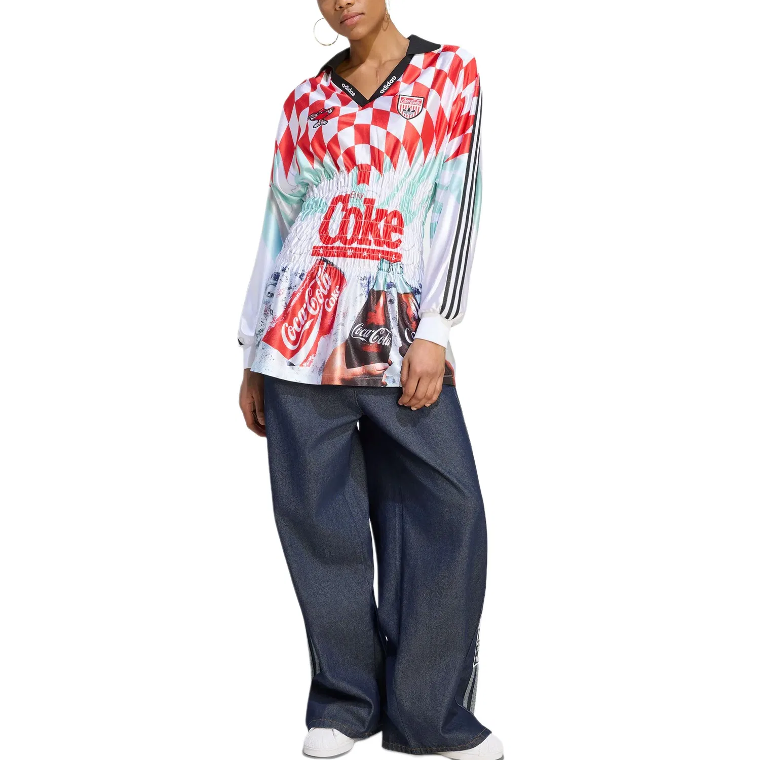 Футболка с V-образным вырезом X Coca Cola, Adidas Originals, White/Red/Mint Green/Red Brown — фото 3