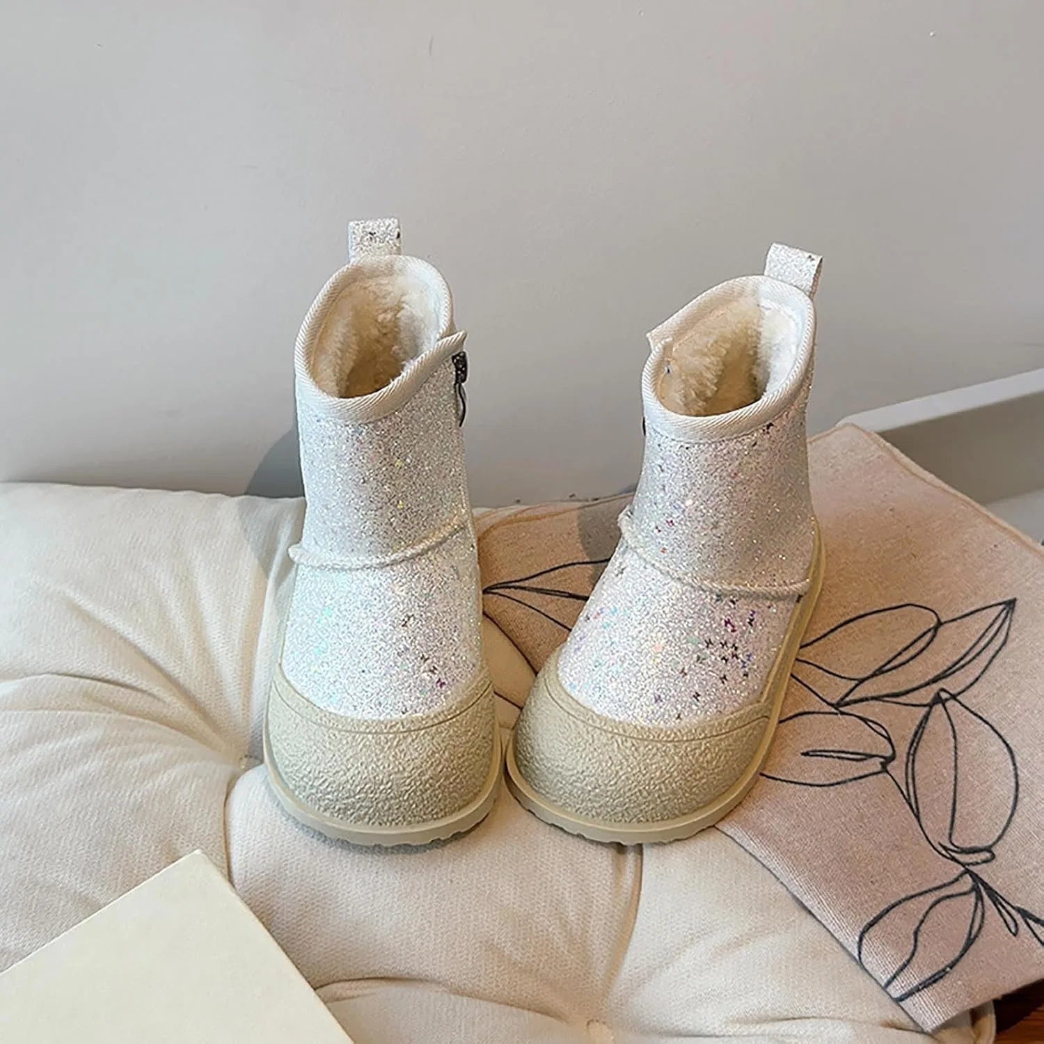 Детские зимние сапоги для девочек с блестками Sparkle Snow Boots, White — фото 4