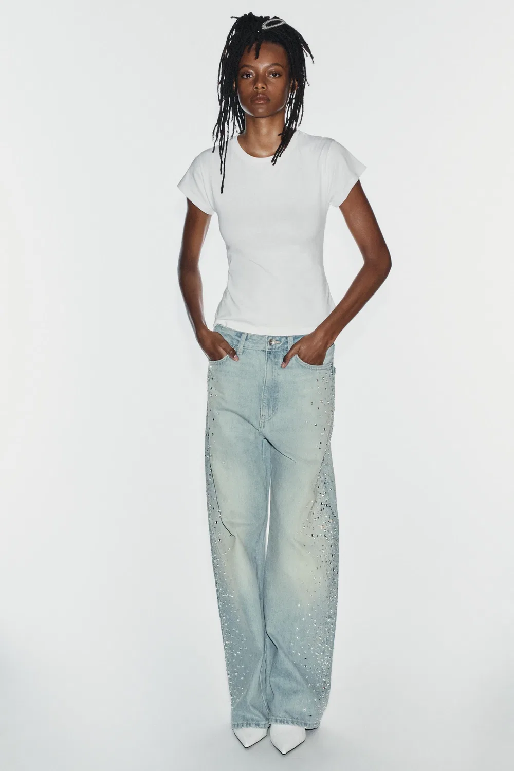 Футболка-корсет с открытой спиной ZARA, White