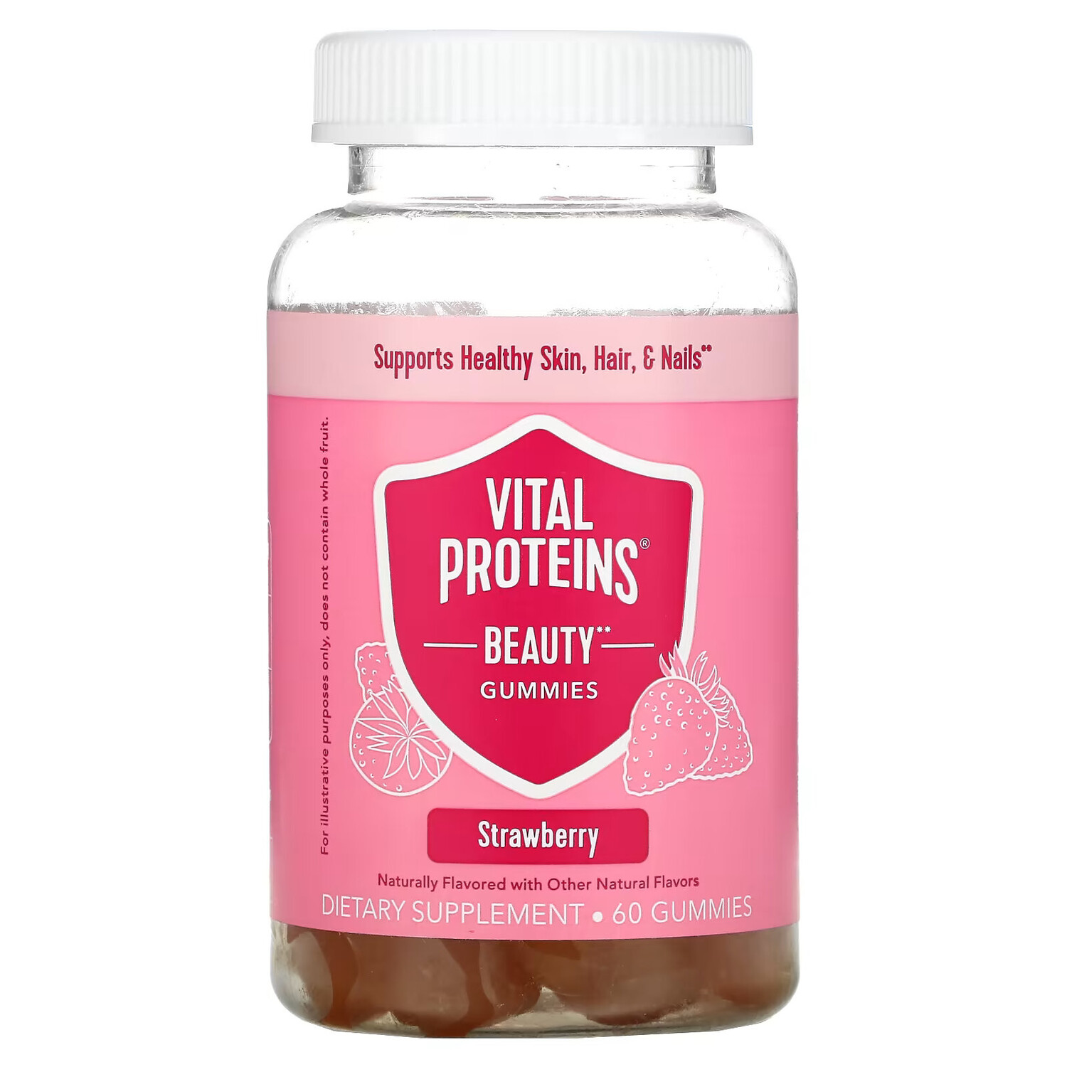 

Vital Proteins, Beauty Gummies, клубника, 60 жевательных таблеток