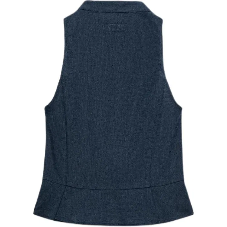 Женский топ-майка с воротником-стойкой Indigo Stand Collar ZARA, Индиго — фото 3