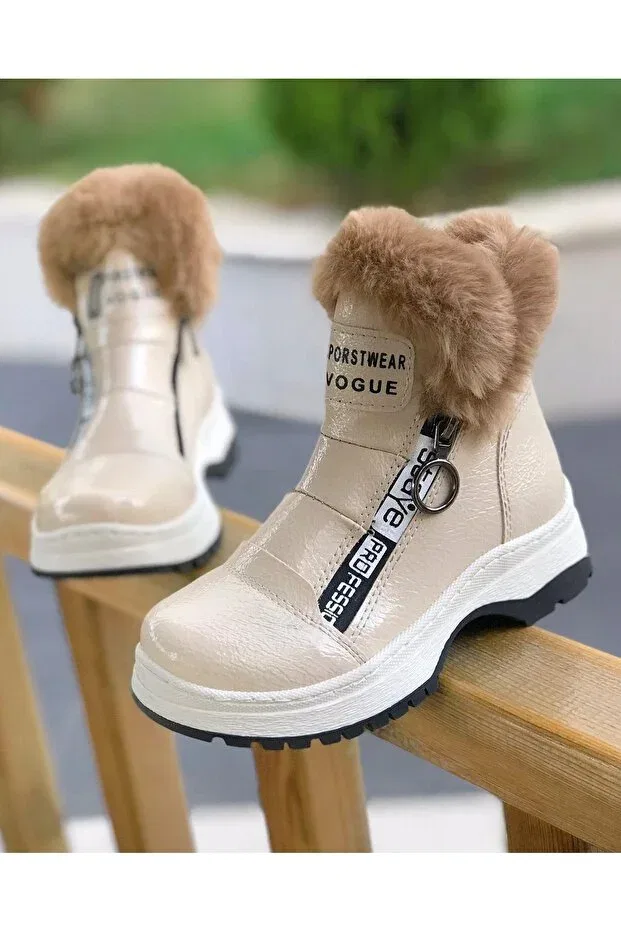 Детские ботинки для девочек с мехом Surpie Shoes, Beige