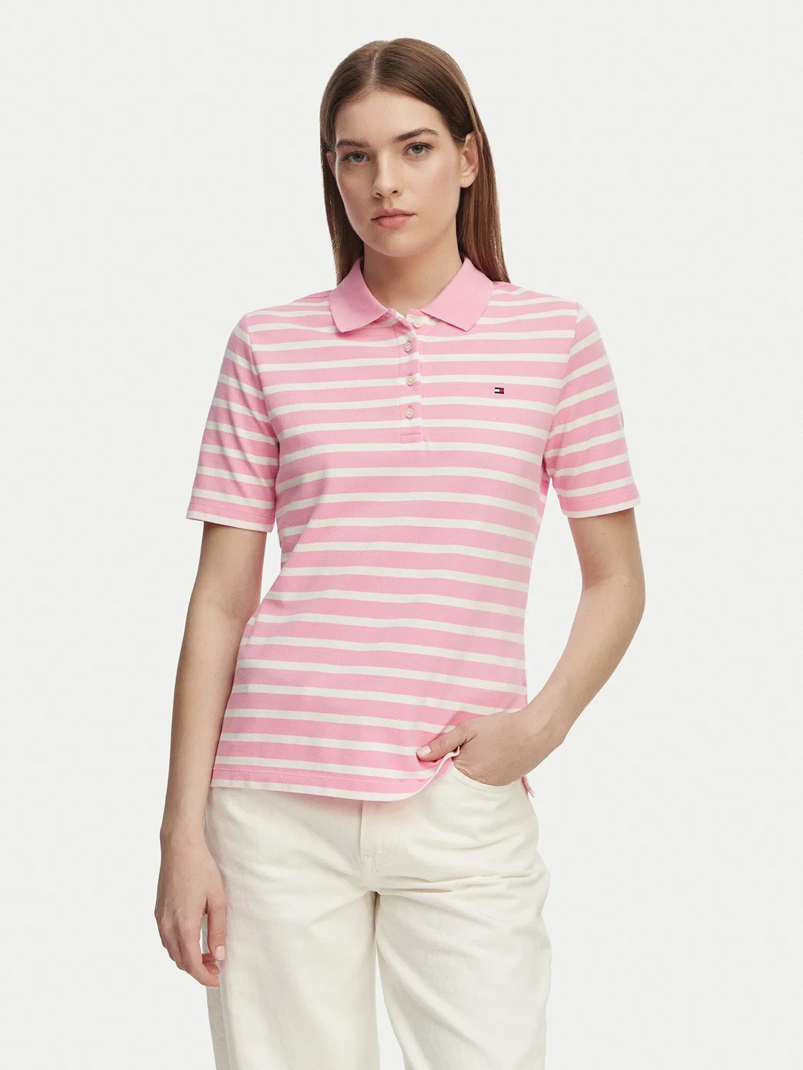 Женское поло стандартного кроя Tommy Hilfiger, светло-розовый