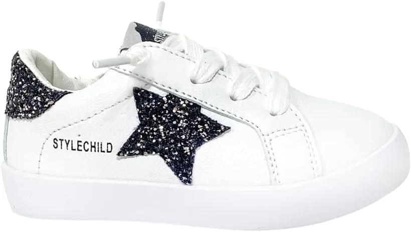 Детские кроссовки для девочек с блестящим принтом Sparkle Glitter Star StyleChild, White — фото 3