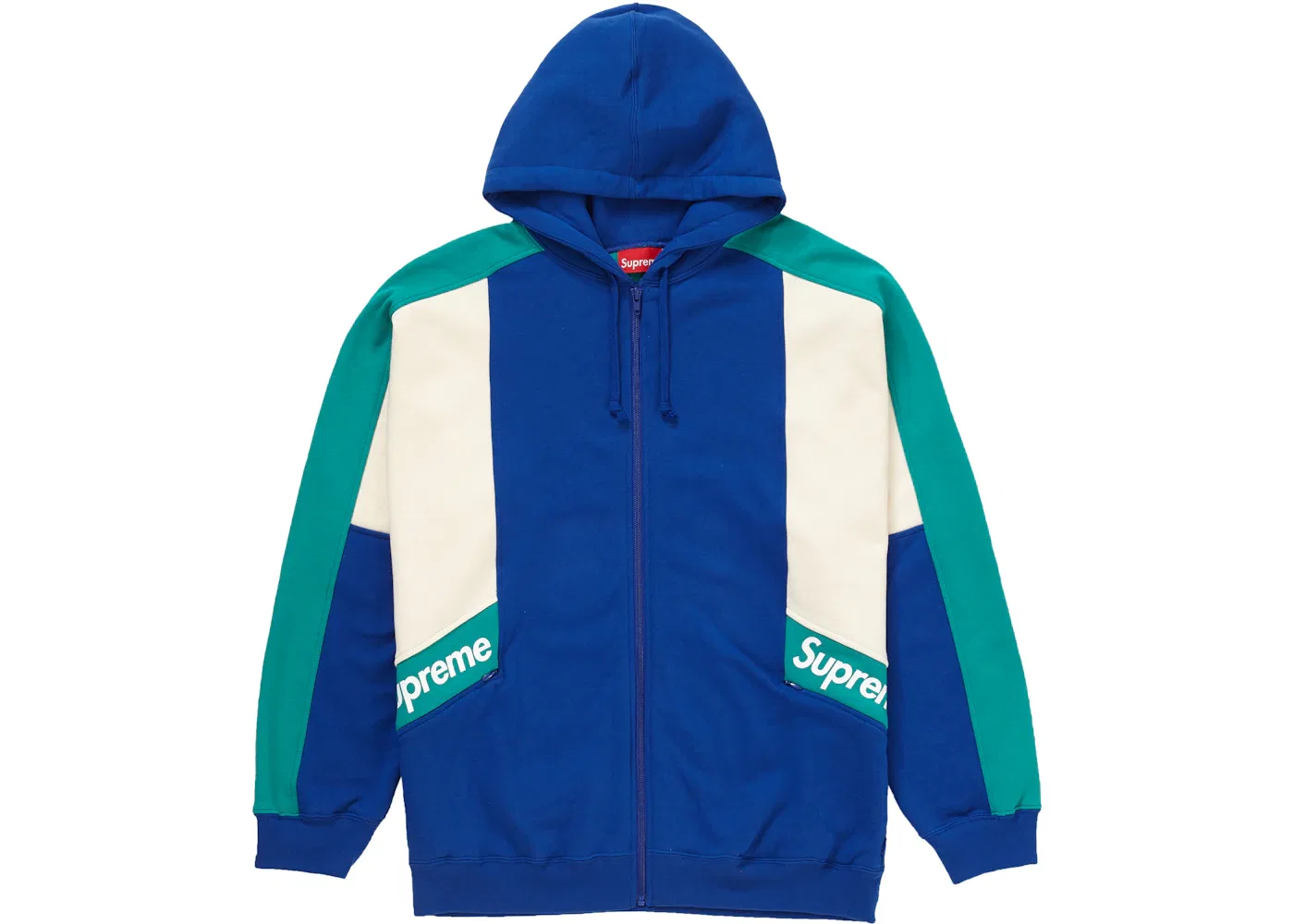 Мужская толстовка на молнии с капюшоном Supreme Color Blocked Royal