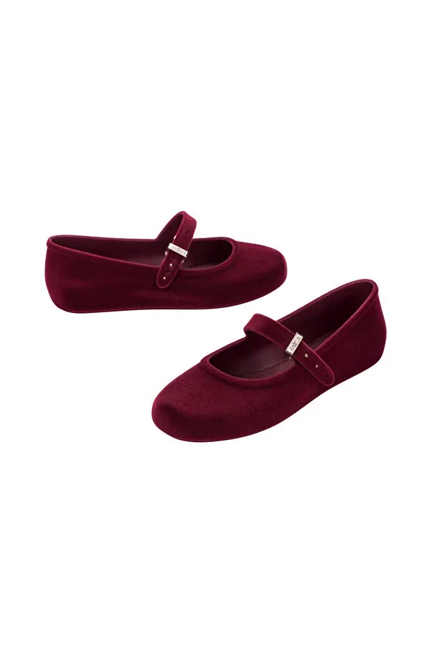 Детские балетки для девочек с принтом Melissa, Red Flocked — фото 4